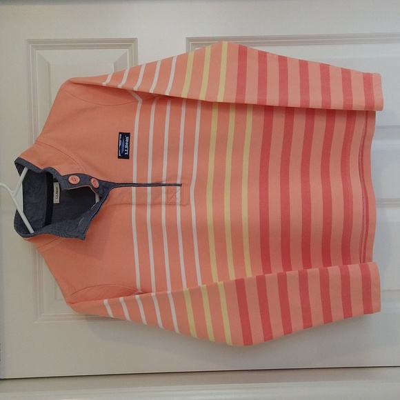 L.L. Bean Tops - L.L Bean Women's X-Small Petite, Soft Cotton 4 Button Striped Rugby Pullover